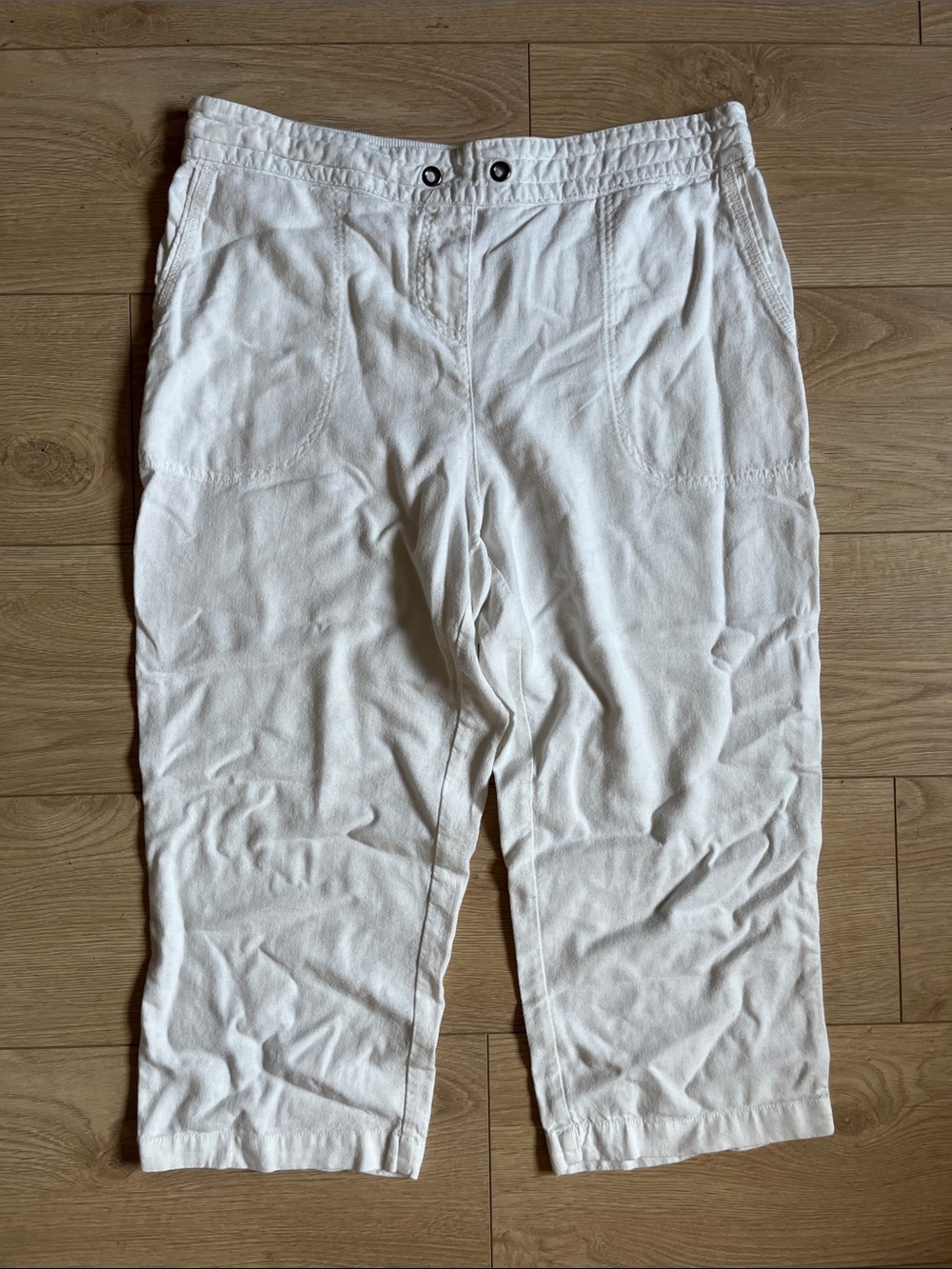Women's White Cotton Jogger Pants with Comfort Waistband